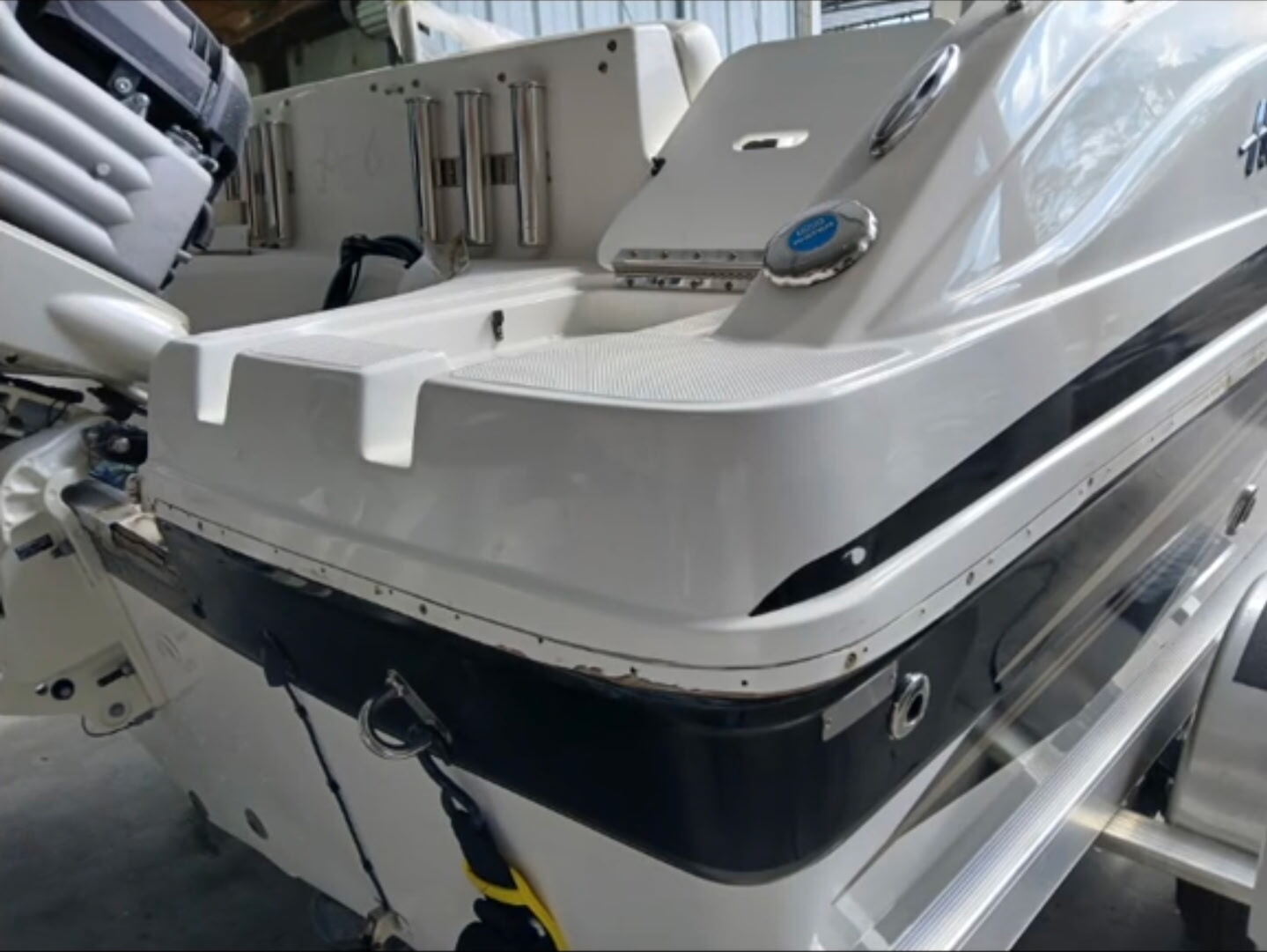 After: diamond pattern non-skid deck restored