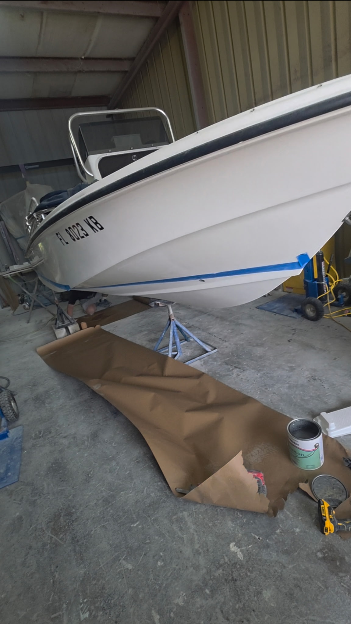 Finished boat bottom paint job