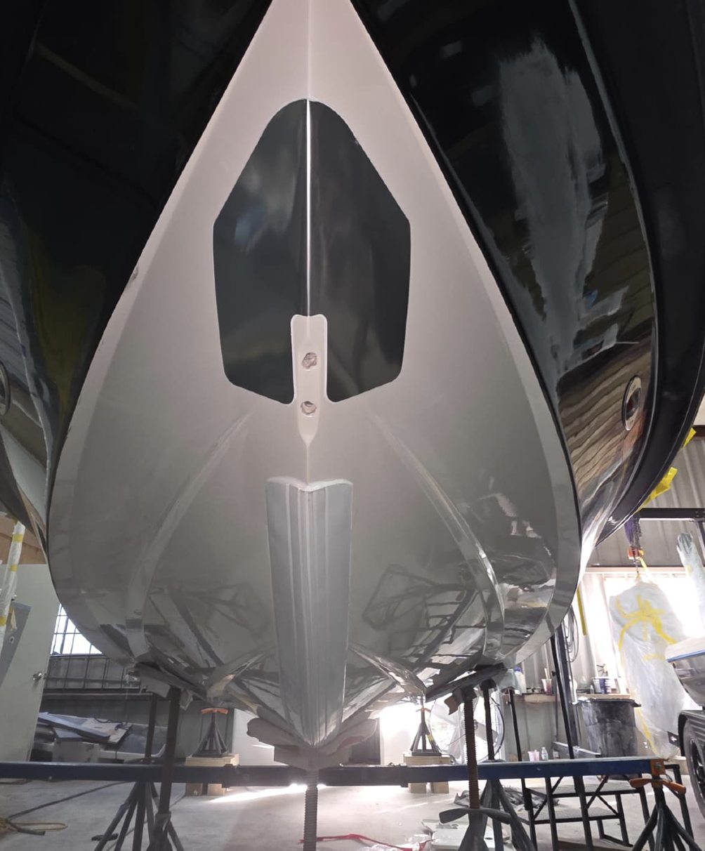 Structural rebuild of a boat transom in progress